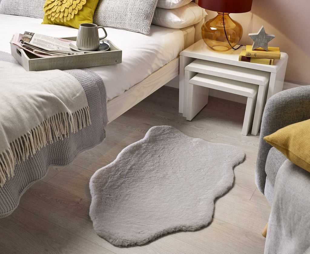 Grey Faux Fur Sheep Skin RUGSANDROOMS 