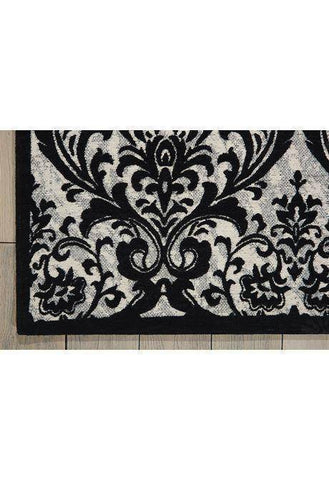 Image of Damask Black/White Area Rug RUGSANDROOMS 