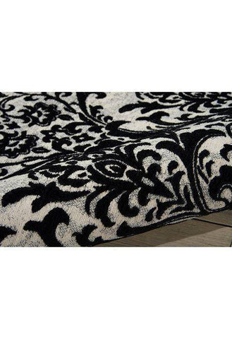 Image of Damask Black/White Area Rug RUGSANDROOMS 
