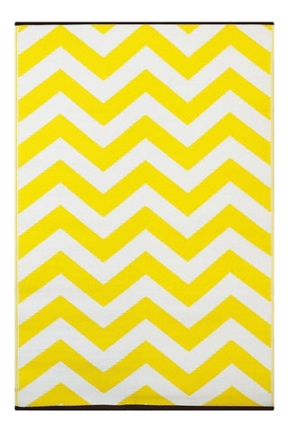 Psychedelia Yellow & White Indoor-Outdoor Reversible Rug cvsonia 