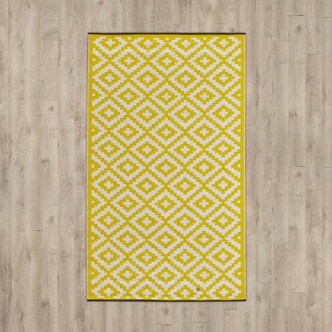 Nirvana Yellow & White Indoor-Outdoor Reversible Rug cvsonia 