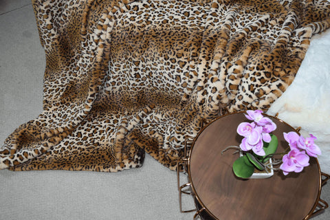 Image of Jaguar Print Faux Fur Throw RUGSANDROOMS 