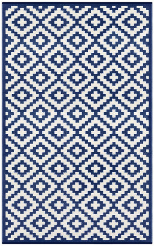 Image of Nirvana Navy Blue & White Indoor-Outdoor Reversible Rug cvsonia 