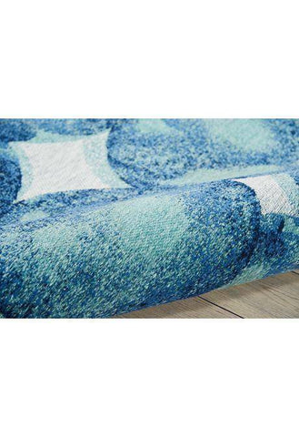 Image of Organic Aqua/Navy Area Rug RUGSANDROOMS 