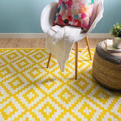 Nirvana Yellow & White Indoor-Outdoor Reversible Rug cvsonia 