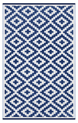 Image of Nirvana Navy Blue & White Indoor-Outdoor Reversible Rug cvsonia 