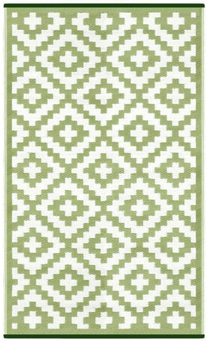 Image of Nirvana Leaf Green & White Indoor-Outdoor Reversible Rug cvsonia 