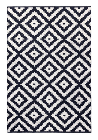Ava Dark Blue Indoor/ Outdoor Reversible Polyester Recycled Fibre Rug RUGSANDROOMS 