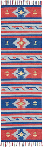 Image of Baja Blue/Red Area Rug RUGSANDROOMS 
