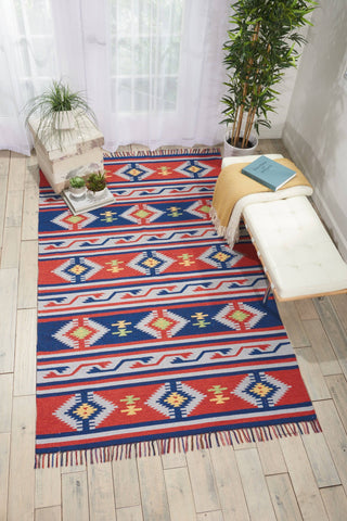 Image of Baja Blue/Red Area Rug RUGSANDROOMS 