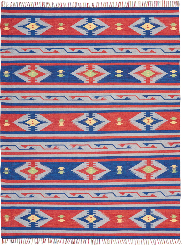 Baja Blue/Red Area Rug RUGSANDROOMS 