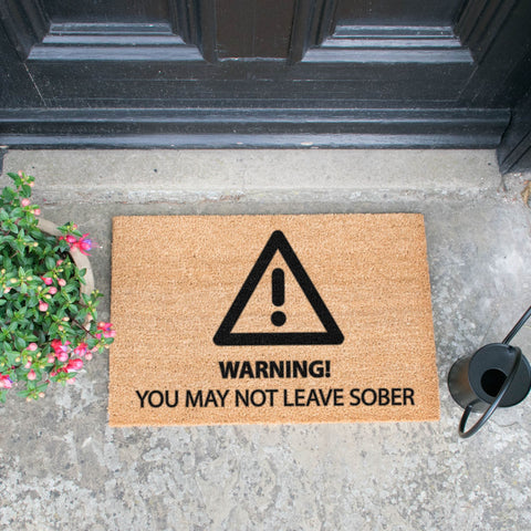 Sober Warning doormat RUGSANDROOMS 