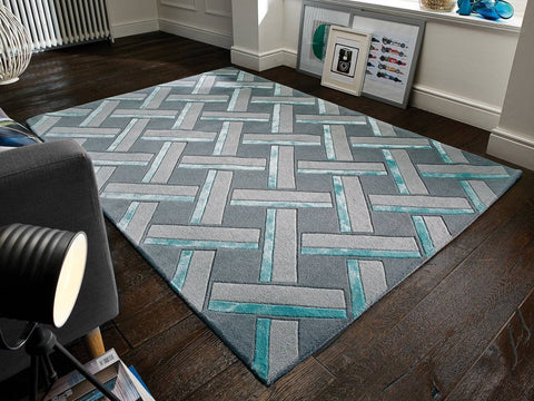 Regina Grey/Duck Egg Area Rug RUGSANDROOMS 