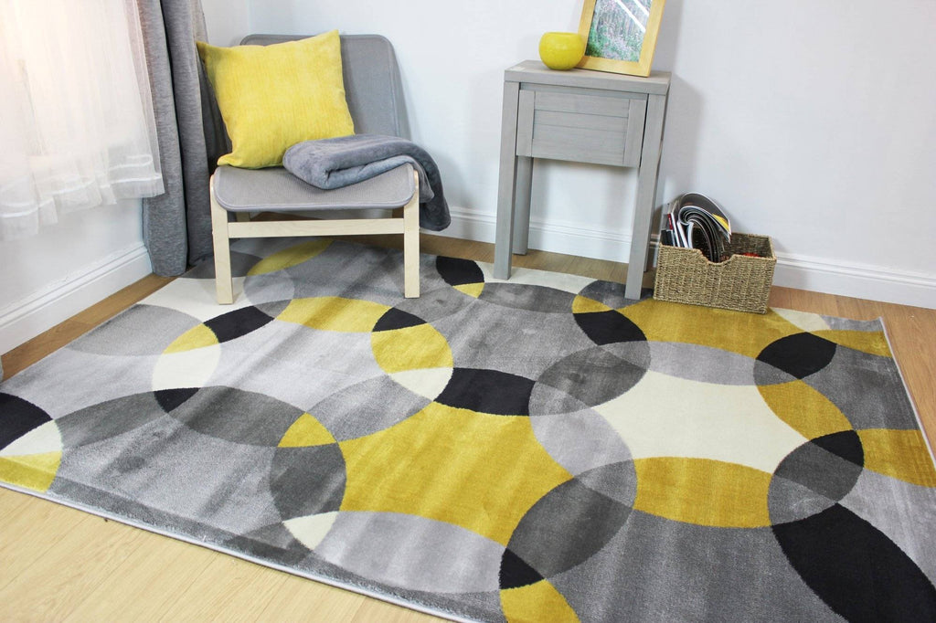 Tasha Grey/Ochre Area Rug RUGSANDROOMS 