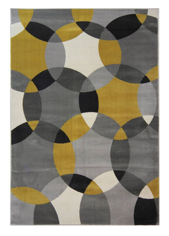 Tasha Grey/Ochre Area Rug RUGSANDROOMS 