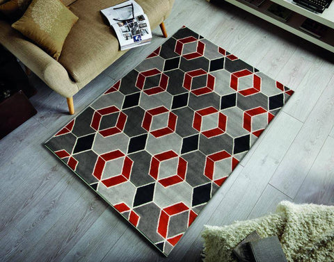 Terra Grey/Terracotta Area Rug RUGSANDROOMS 
