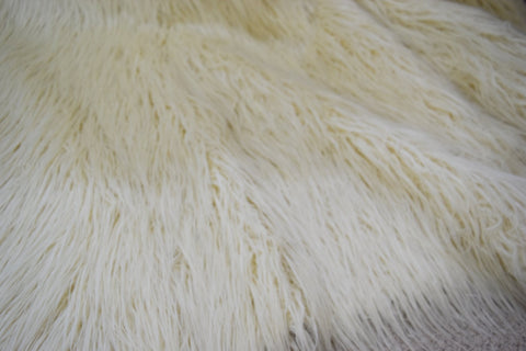 Image of Afghan Ivory Faux Fur Throw RUGSANDROOMS 
