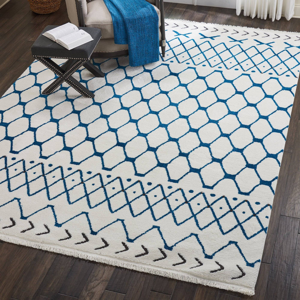 Barclay Butera Kamala White/Blue Area Rug RUGSANDROOMS 