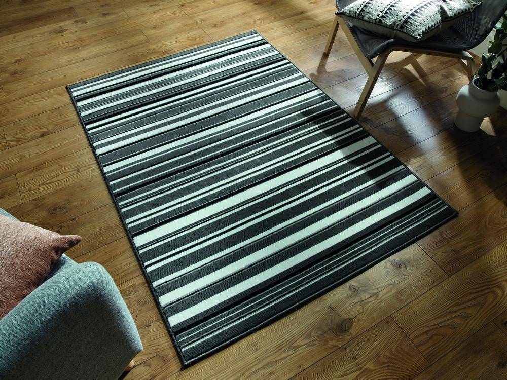 Yuri Grey/Black Area Rug RUGSANDROOMS 