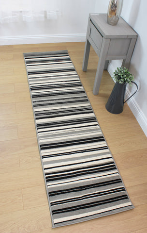 Image of Yuri Grey/Black Area Rug RUGSANDROOMS 
