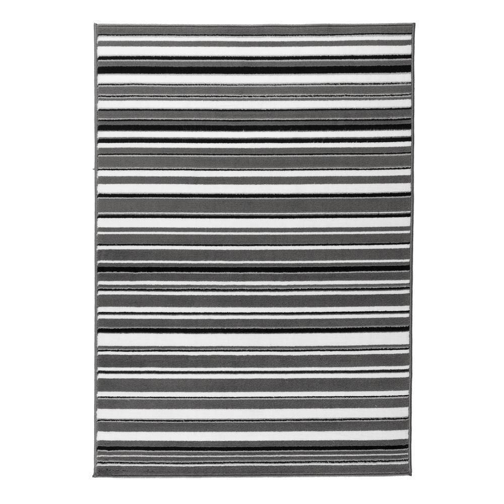 Yuri Grey/Black Area Rug RUGSANDROOMS 