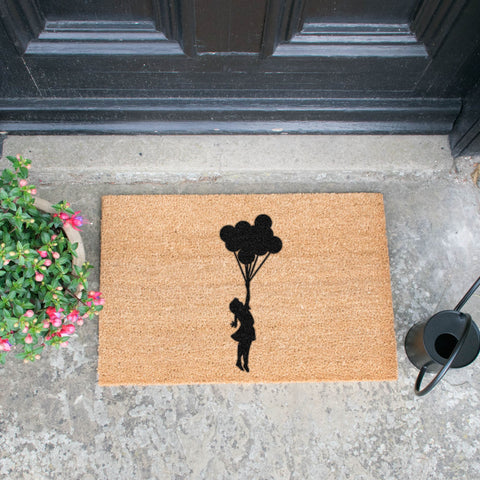 Flying Balloon Girl Doormat RUGSANDROOMS 