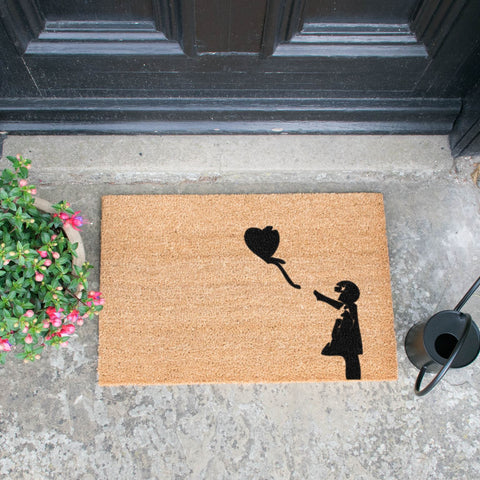Girl with a Balloon Graffiti Doormat RUGSANDROOMS 