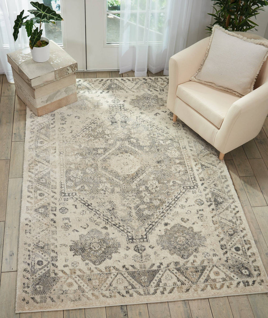 Belle Cream/Grey Area Rug RUGSANDROOMS 