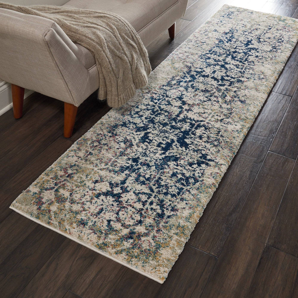 Simpson Cream/Blue Area Rug RUGSANDROOMS 