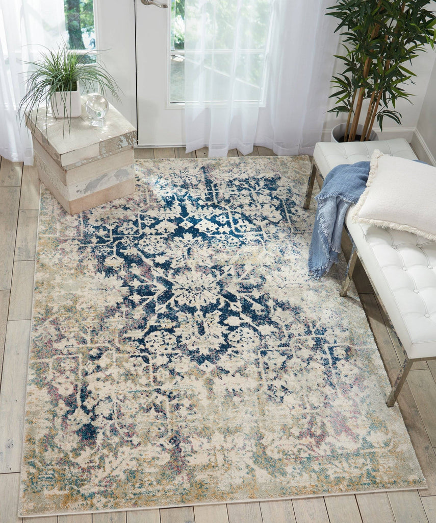 Simpson Cream/Blue Area Rug RUGSANDROOMS 