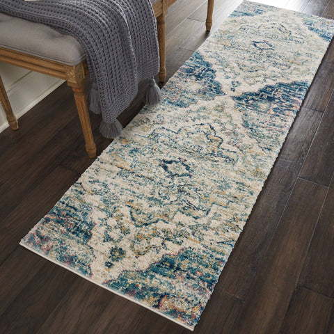 Image of Merri Cream/Blue Area Rug RUGSANDROOMS 