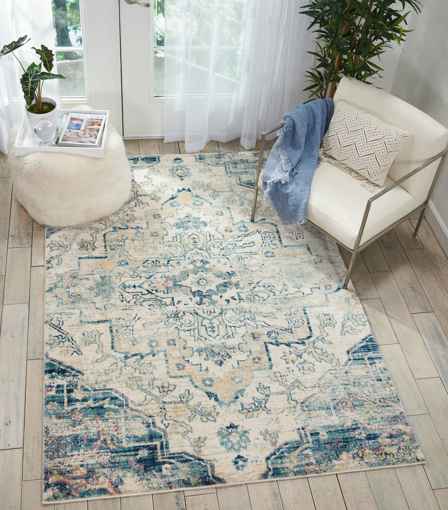 Merri Cream/Blue Area Rug RUGSANDROOMS 
