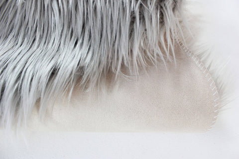 Image of Light Grey Faux Fur Sheep Skin RUGSANDROOMS 