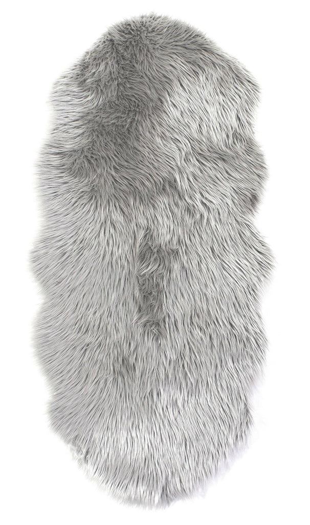 Light Grey Faux Fur Sheep Skin RUGSANDROOMS 