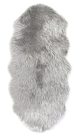 Image of Light Grey Faux Fur Sheep Skin RUGSANDROOMS 