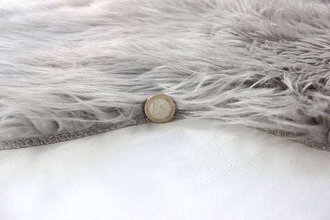 Image of Light Grey Faux Fur Sheep Skin RUGSANDROOMS 