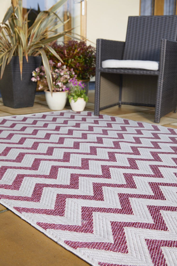 Pink Zig Zag Outdoor Indoor Area Rug RUGSANDROOMS 