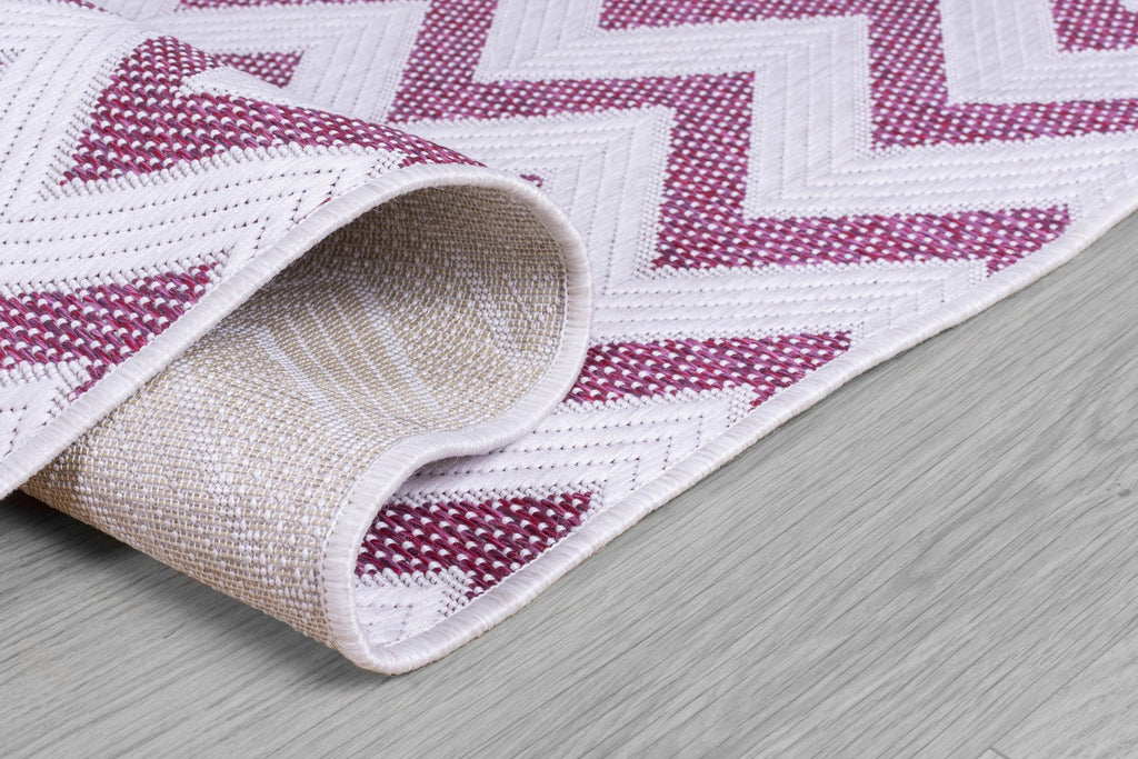 Pink Zig Zag Outdoor Indoor Area Rug RUGSANDROOMS 