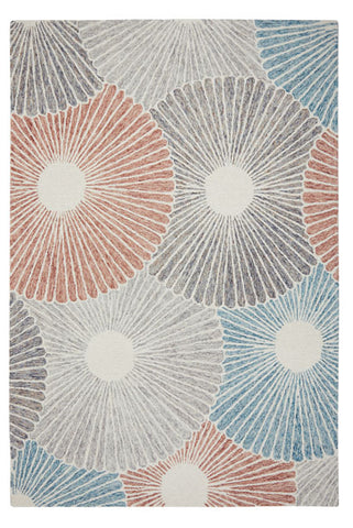 Image of Garden Seashell Blue/Red/Grey Area Rug