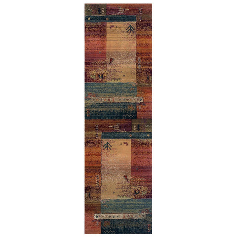 Image of Gabbeh Beige/Blue/Red Area Rug RUGSANDROOMS 