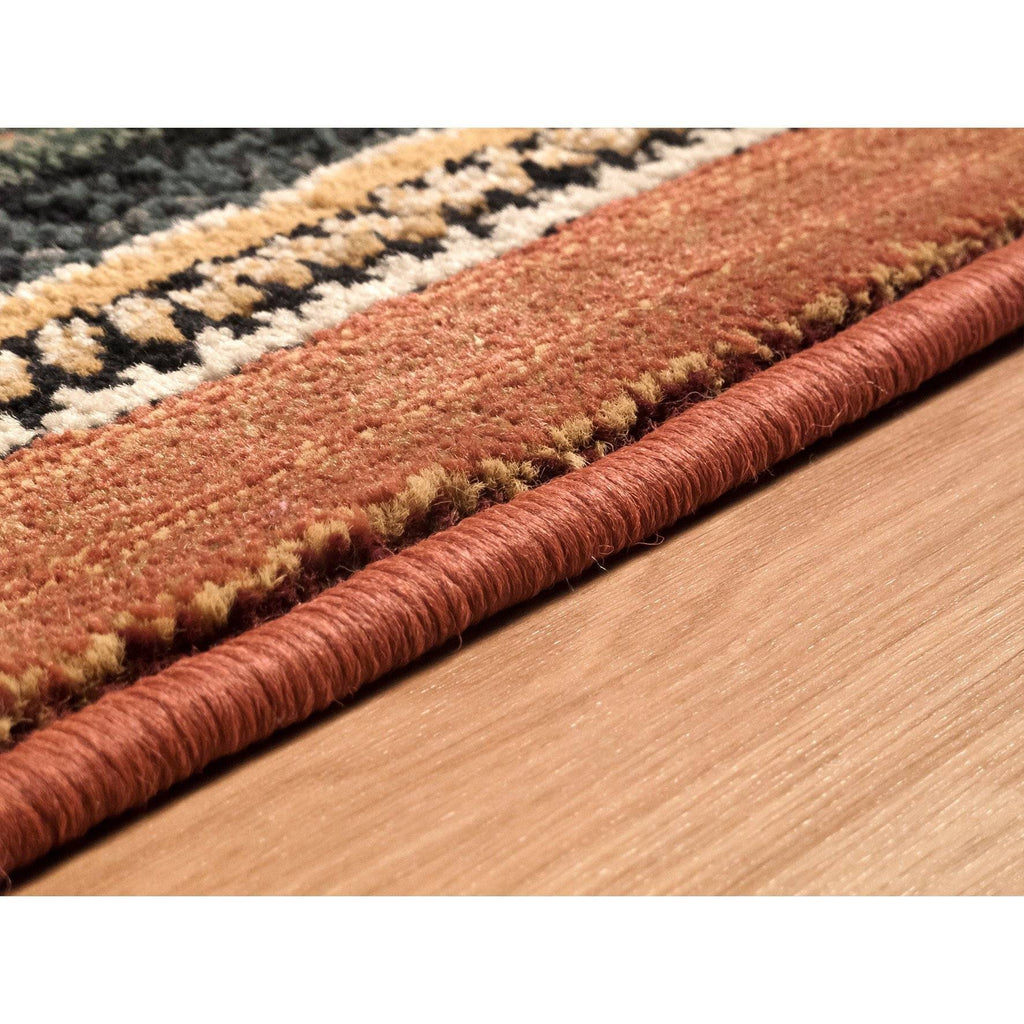 Gabbeh Beige/Blue/Rust Area Rug RUGSANDROOMS 