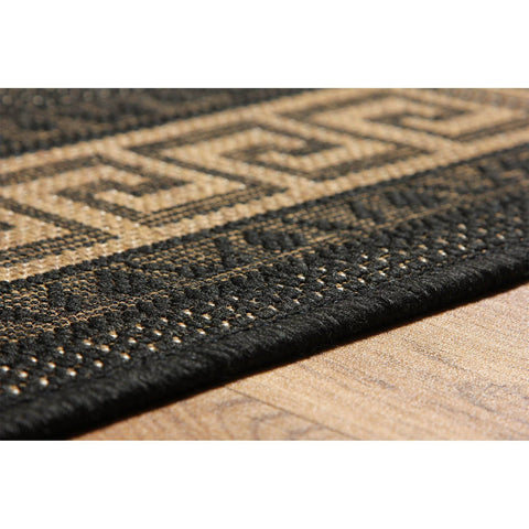 Image of Greek Flatweave Black Area Rug RUGSANDROOMS 