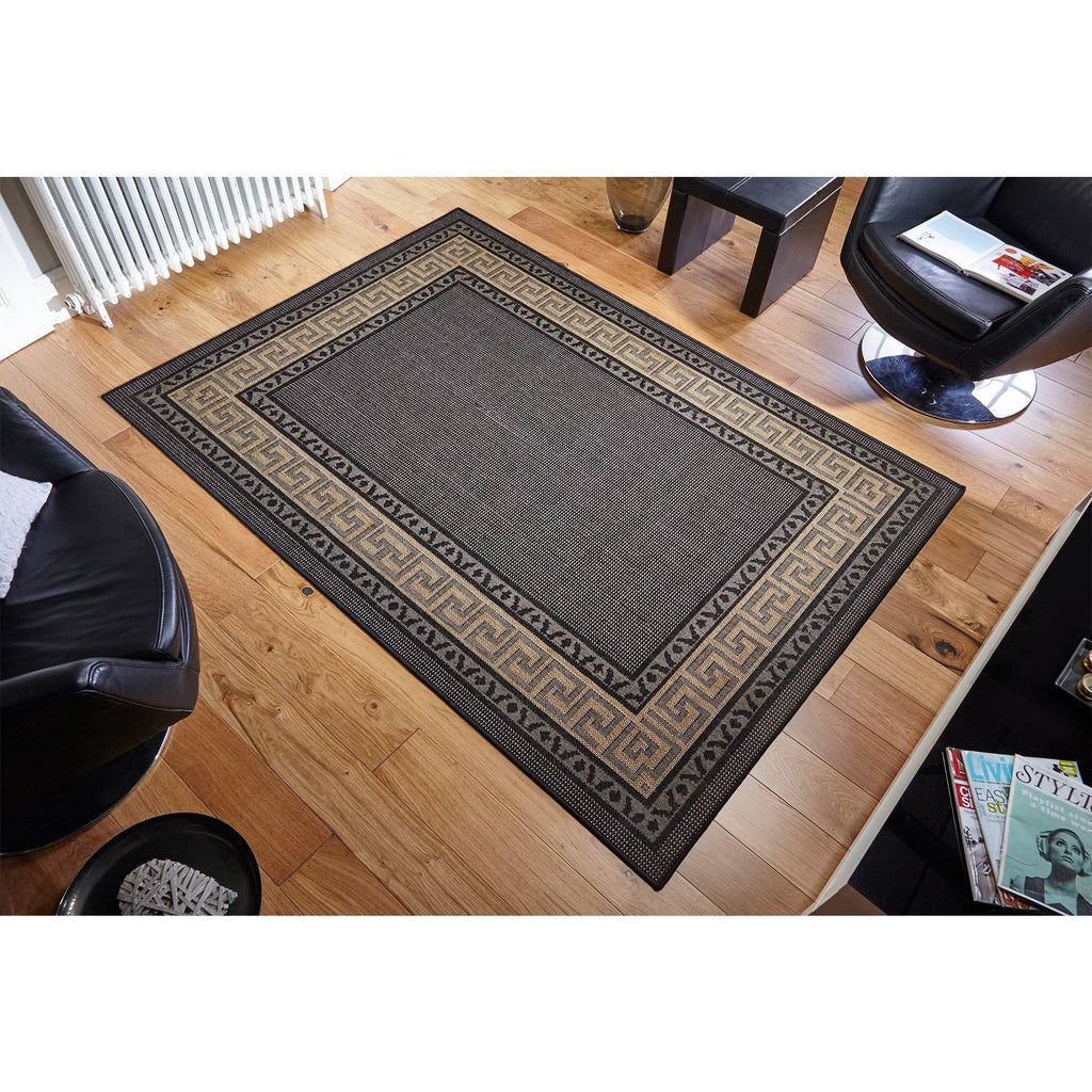 Greek Flatweave Black Area Rug RUGSANDROOMS 