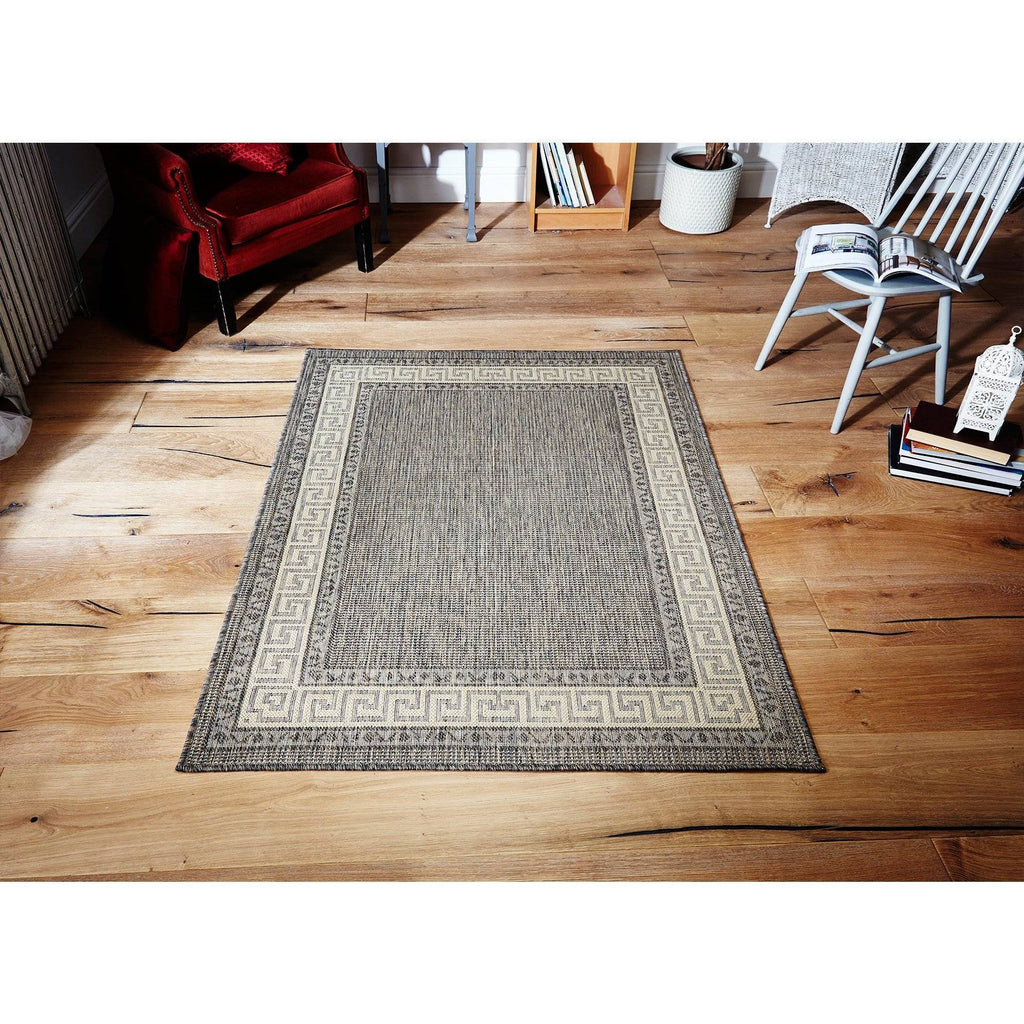 Greek Flatweave Grey Area Rug RUGSANDROOMS 