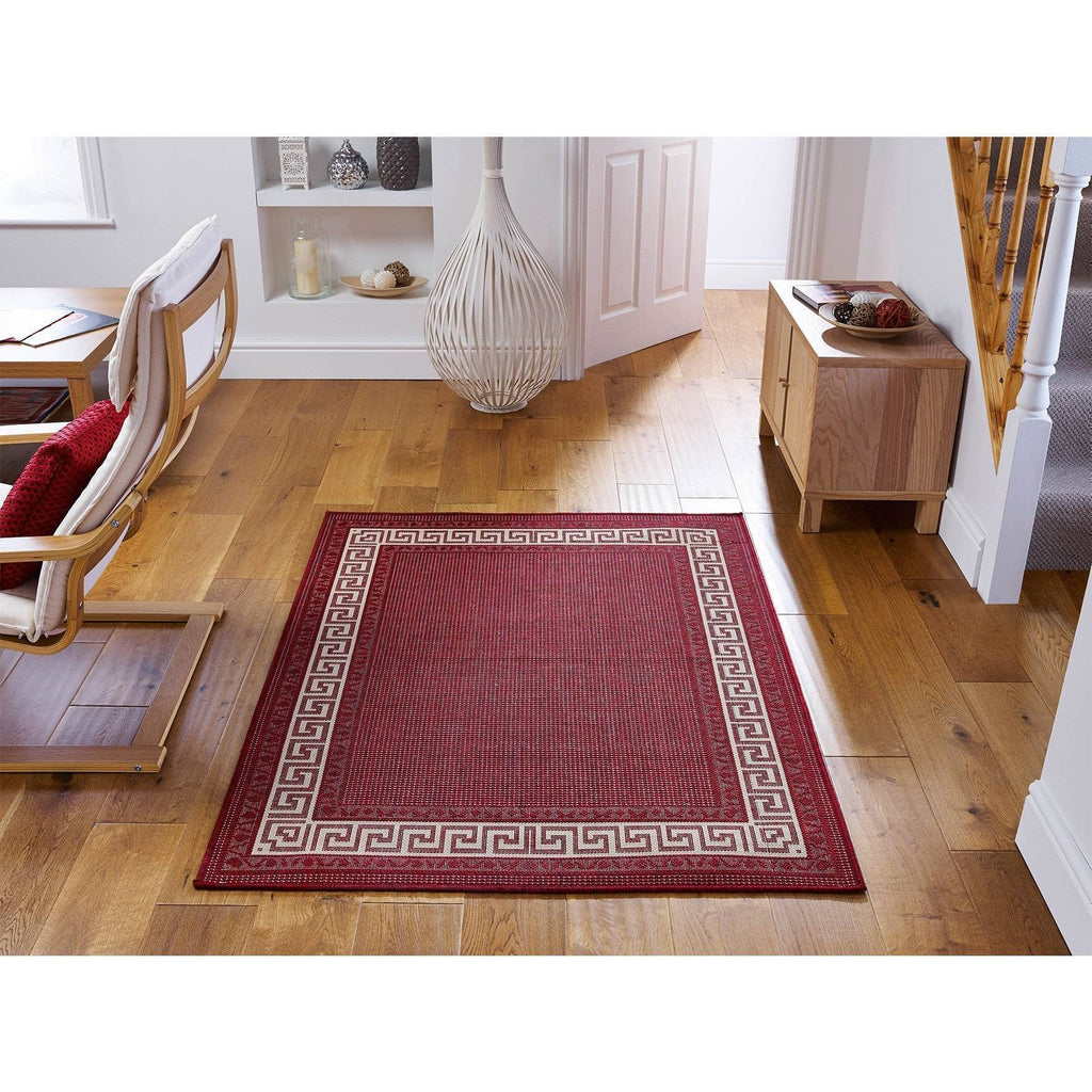 Greek Flatweave Red Area Rug RUGSANDROOMS 