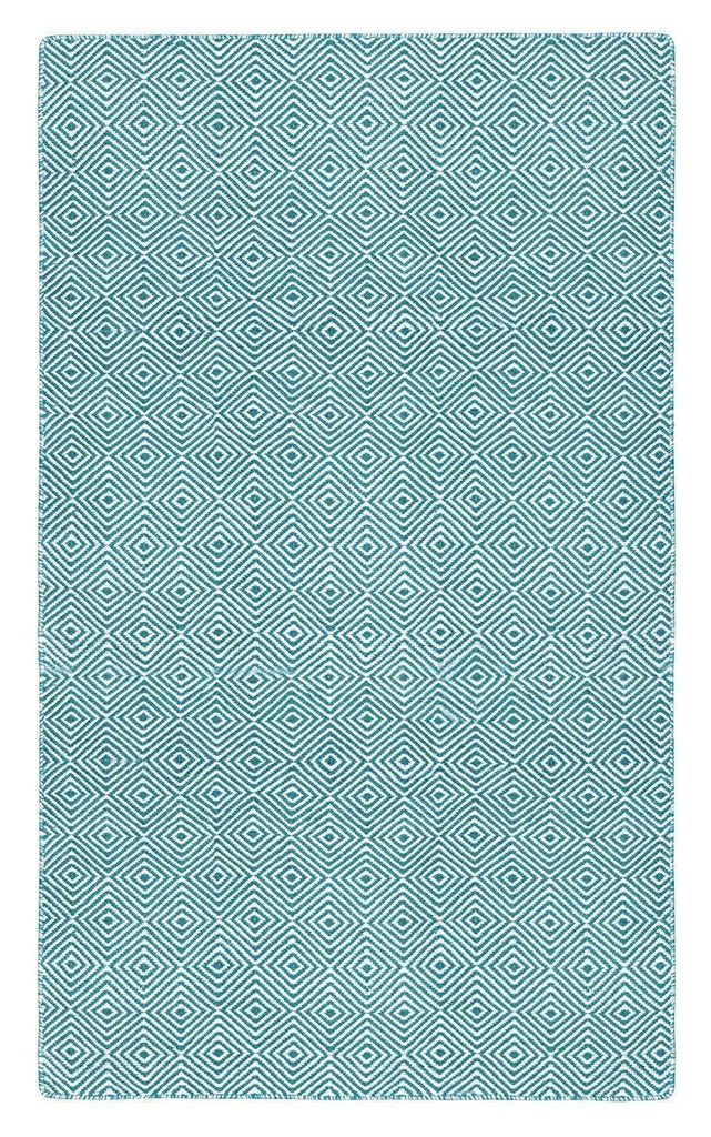 Diamond Turquoise Indoor/ Outdoor Reversible Polyester Recycled Fibre Rug RUGSANDROOMS 