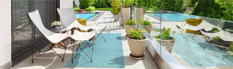 Image of Diamond Turquoise Indoor/ Outdoor Reversible Polyester Recycled Fibre Rug RUGSANDROOMS 
