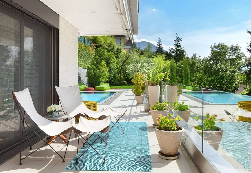Diamond Turquoise Indoor/ Outdoor Reversible Polyester Recycled Fibre Rug RUGSANDROOMS 