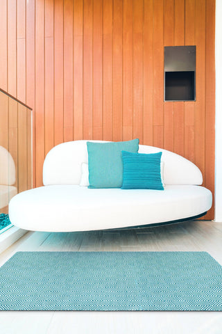 Image of Diamond Turquoise Indoor/ Outdoor Reversible Polyester Recycled Fibre Rug RUGSANDROOMS 