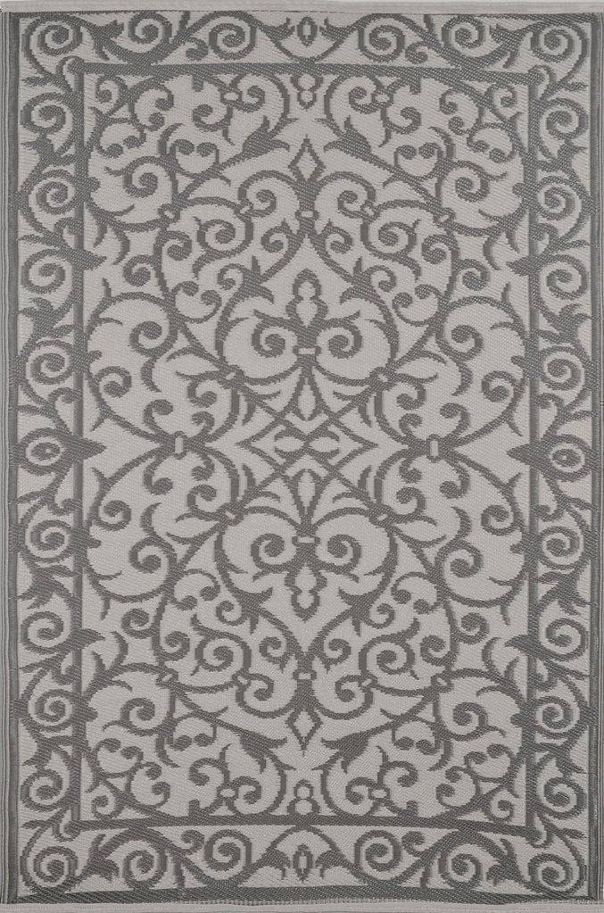 Gala Taupe Grey & Buttercream Indoor-Outdoor Reversible Rug cvsonia 